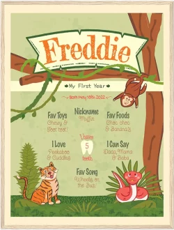 Jazzy Jungle Paper Wooden Framed Poster